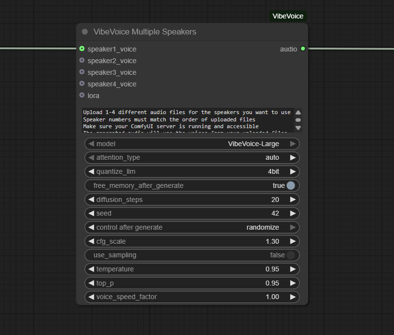 VibeVoice Multiple Speakers ComfyUI node